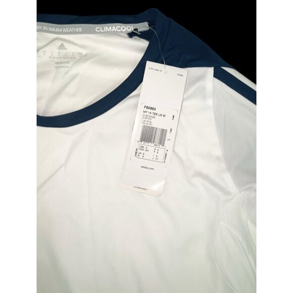 Adidas ClimaCool Long Sleeve Tee Women’s Size S White/Navy NWT Athletic Shirt - Picture 5 of 5